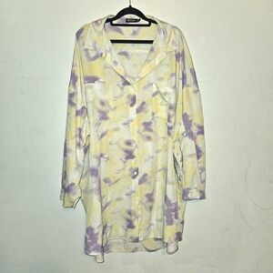 Nasty Gal Collection Yellow and Purple Button-Up Shirt Size 18